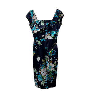 Pretty Dress Company navy floral pencil dress UK10